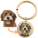 Personalised Dog Memorial Round Keyring - Engraved with Pet's Photo & Name