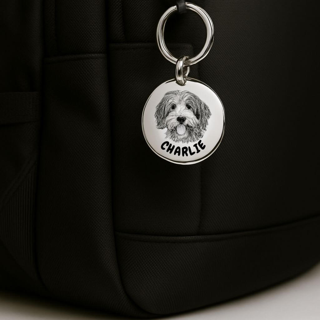 Personalized Pet Photo Circle Keyring—Add Your Dog or Cat's Picture and Name