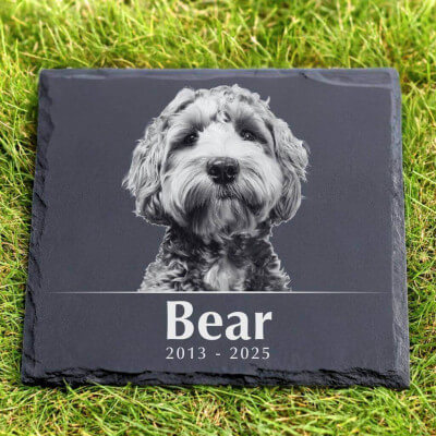 Personalised Square Dog Grave Marker with Photo... Personalised Square Dog Grave Marker with Photo...