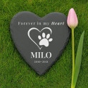 Personalised Heart Dog Grave Marker – Slate Pet Memorial Garden Plaque with Name, Dates & Tribute