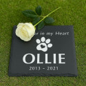 Personalised Square Dog Grave Marker – Slate Pet Memorial Garden Plaque with Name, Dates & Tribute