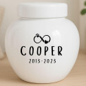 Personalised Ceramic Dog Urn – Pet Cremation Urn for Ashes with Name, Dates & Eternal Love Design