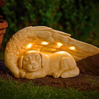 Angel Dog Memorial Stone with Solar LED Light –... Angel Dog Memorial Stone with Solar LED Light –...