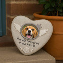 Heart-Shaped Dog Memorial Stone with Photo – Weatherproof Resin Grave Marker for Outdoor Display