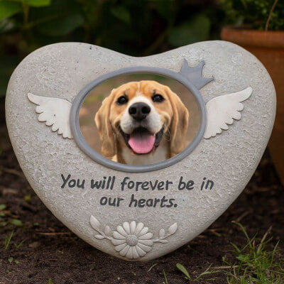 Heart-Shaped Dog Memorial Stone with Photo –... Heart-Shaped Dog Memorial Stone with Photo –...
