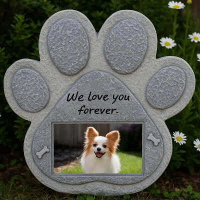 Paw-Shaped Dog Memorial Stone with Photo &... Paw-Shaped Dog Memorial Stone with Photo &...