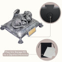 Sleeping Angel Dog Memorial Urn with Elegant Cursive Name & Dates – Outdoor Resin Grave Marker & Pet Ashes Holder for Garden Display