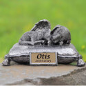 Sleeping Angel Dog Memorial Urn with Elegant Cursive Name & Dates – Outdoor Resin Grave Marker & Pet Ashes Holder for Garden Display
