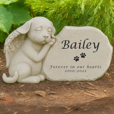Personalised Dog Angel Memorial Headstone with... Personalised Dog Angel Memorial Headstone with...