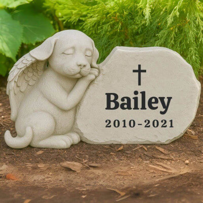 Personalised Dog Angel Memorial Headstone with... Personalised Dog Angel Memorial Headstone with...
